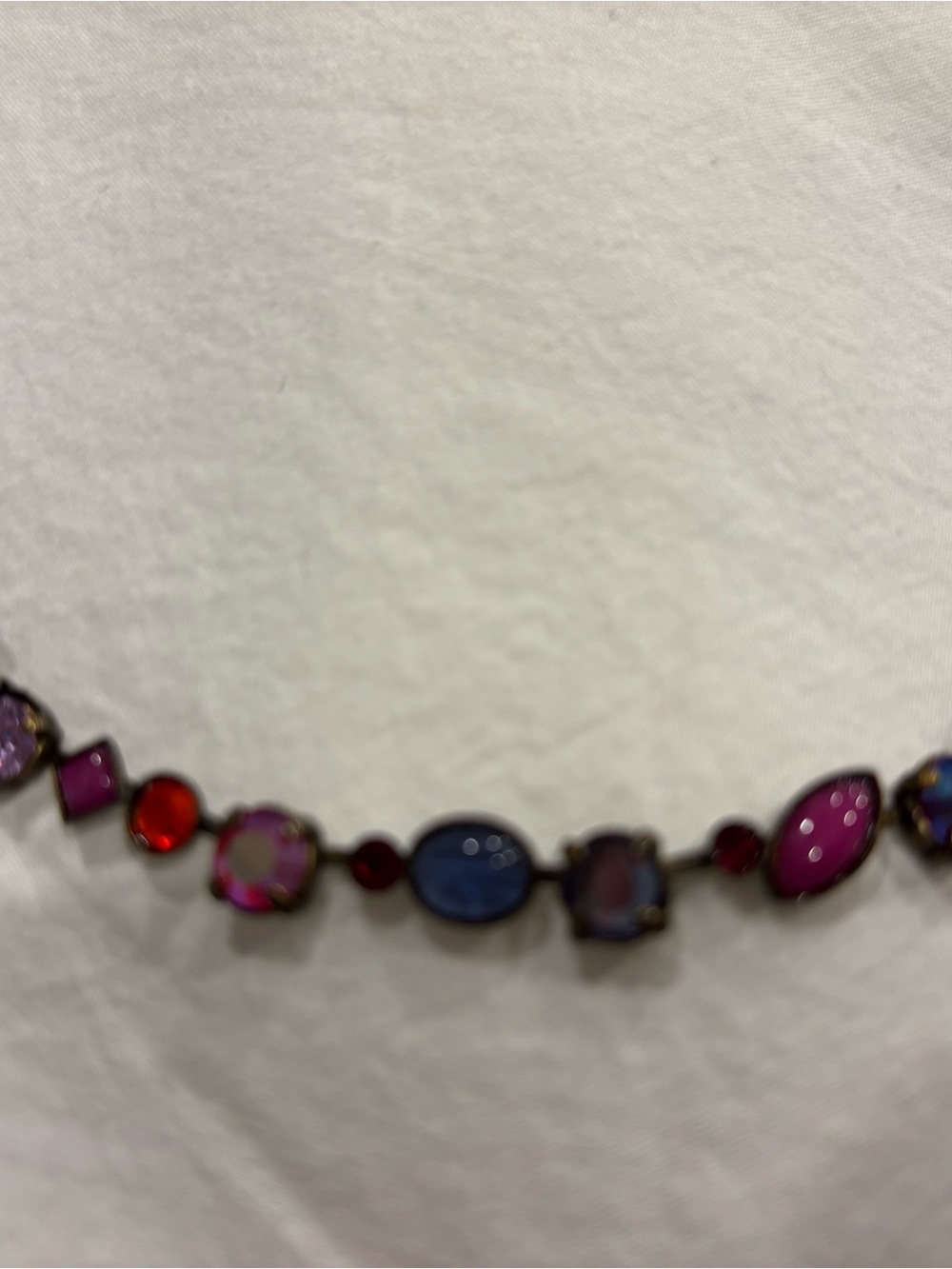 Multicolor Crystal Accent Statement Necklace - Pink & Blue - Picture 2 of 2